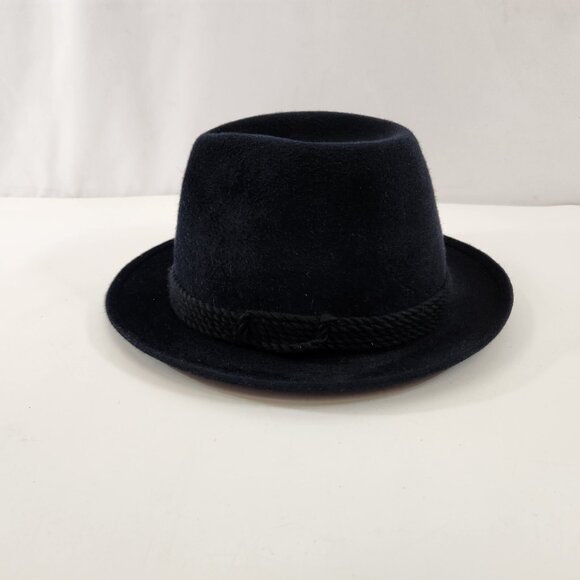 German Adalbert Breiter Black Trilby Felt Hat Stitched Cord Munchen - Picture 2 of 10